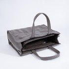 Сумка-тоут на молнии, наружный карман, длинный ремень, цвет серый - фото 21985401