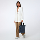 Сумка-тоут на молнии, наружный карман, длинный ремень, цвет серо-синий - фото 25478794