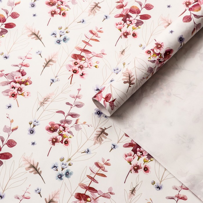 Набор упаковочной бумаги, глянцевая "Цветы" ,50 × 70 см ,2 листа - Фото 1