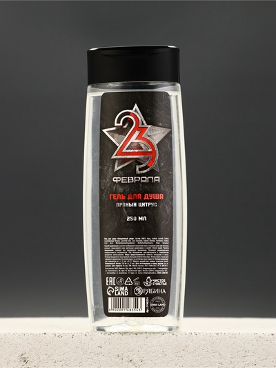 Гель для душа «С 23 Февраля!», 250 мл, аромат пряного цитруса, HARD LINE