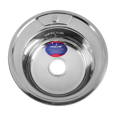 УЦЕНКА Мойка кухонная MIXLINE 528182, врезная, толщина 0.6 мм, 49×49×17 см, вып. 3 1/2", с сифоном