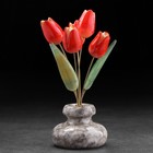 Сувенир "Тюльпаны в вазе", 5 цветков, красные, селенит, ангидрит - фото 3033466
