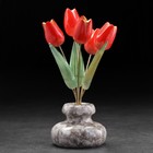 Сувенир "Тюльпаны в вазе", 5 цветков, красные, селенит, ангидрит - Фото 2