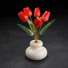 Сувенир "Тюльпаны в вазе", 5 цветков, красные, селенит, ангидрит - Фото 4