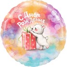 Шар фольгированный 18" круг «С Днём Рождения (мишка с подарком)», 1 шт. в упак. - фото 319236045