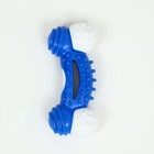 Игрушка двухслойная (твердый и мягкий пластик) "Изогнутая кость", 13 см синяя - фото 6793003