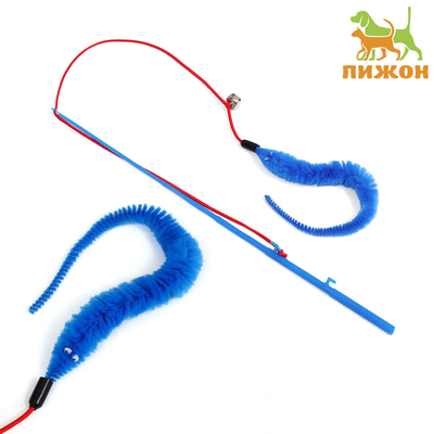 Дразнилка-удочка «Червячок на рыбалке» с бубенчиком, 30 см, синяя
