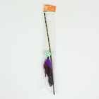 Дразнилка-удочка "Канарейка", 50 см, шар зелёный/белый, фиолетовые перья - фото 6793017