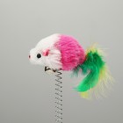 Дразнилка "Мышь на присоске", искусственный мех с цветными перьями,24 см, мышь микс цветов - Фото 3
