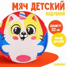 Мяч детский ZABIAKA «Котик», d=22 см, 60 г, цвет красный - фото 3316103