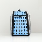 Переноска для животных, 42×32×28 см, прозрачная, голубая - Фото 10