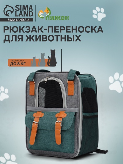 Рюкзак - переноска для животных, 30×21×41 см, зелёный