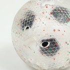 Игрушка для собак "Мяч футбол-лапки 2 в 1", TPR+винил, 7,5 см, прозрачная/белая с чёрным - фото 6793425