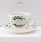 Сервиз чайный Доляна «Эвкалипт», 12 предметов: 6 чашек 280 мл, 6 блюдец d=15 см, фарфор - Фото 2