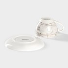 Чайная пара фарфоровая Доляна «Мрамор», 2 предмета: чашка 280 мл, блюдце d=15 см - Фото 4