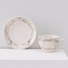 Сервиз чайный Доляна «Мрамор», 12 предметов: 6 чашек 280 мл, 6 блюдец d=15 см, фарфор, серый - Фото 5