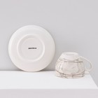 Сервиз чайный Доляна «Мрамор», 12 предметов: 6 чашек 280 мл, 6 блюдец d=15 см, фарфор, серый - Фото 6