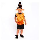Карнавальный костюм Тыква,жилет,шляпа черно-оранжевая,рост 98-110 - Фото 1