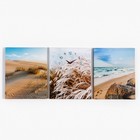 Часы-картина настенные модульные, триптих "Песчаные пляжи", плавный ход, 3 шт 48х39 см - фото 299157444