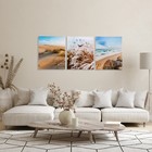 Часы-картина настенные модульные, триптих "Песчаные пляжи", плавный ход, 3 шт 48х39 см - фото 9593253