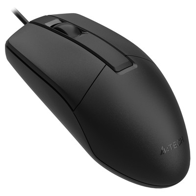 Мышь A4Tech OP-330S, USB, бесшумная, оптическая, проводная, 1000 dpi, чёрная