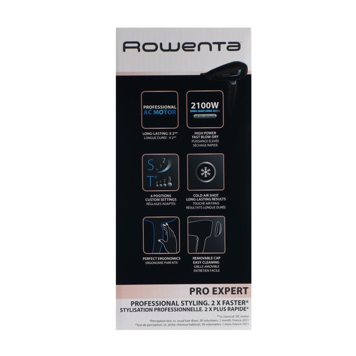 Фен Rowenta CV8820F0, AC мотор, 2100 Вт, 3 температуры, 2 скорости, хол. воздух, шнур 1.8 м - фото 51345960