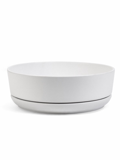 Горшок - бонсайница «Огма», для кактусов и суккулентов, 3 л, d=26 см, h=8 см, керамика, с поддоном, белый