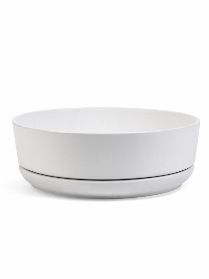 Горшок - бонсайница «Огма», для кактусов и суккулентов, 3 л, d=26 см, h=8 см, керамика, с поддоном, белый - Фото 1