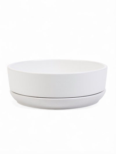 Горшок - бонсайница «Огма», для кактусов и суккулентов, 1.4 л, d=18 см, h=6.5 см, керамика, с поддоном, белый