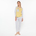 Комплект домашний женский (лонгслив/брюки), цвет жёлтый, размер 44 - фото 321376780