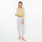 Комплект домашний женский (лонгслив/брюки), цвет жёлтый, размер 44 - фото 33487270
