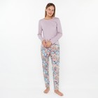 Комплект женский домашний (лонгслив/брюки), цвет розовый, размер 44 - фото 321376840
