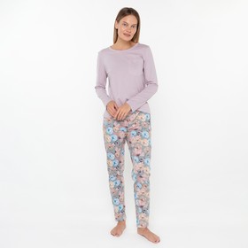 Комплект женский домашний (лонгслив/брюки), цвет розовый, размер 44