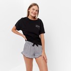 Комплект женский домашний (футболка/шорты), цвет чёрный, размер 44 - фото 319237897