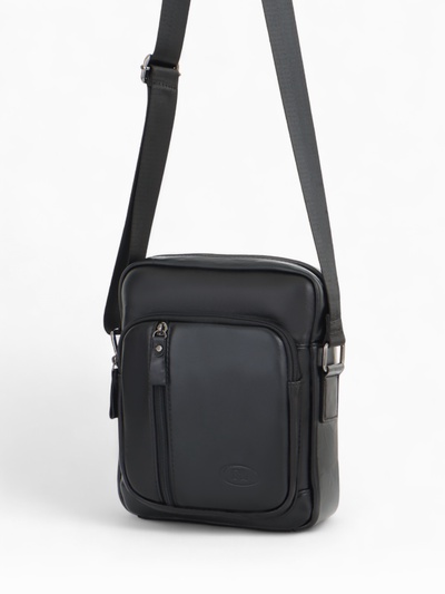 Сумка кросс-боди мужская Fidelio Largo на молнии, наружный карман, 21×8×25 см, чёрная