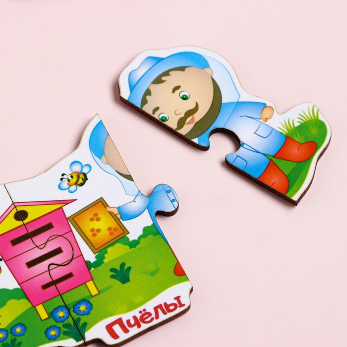 Пазлы деревянные «Веселая ферма», 24 детали, тройные 60020