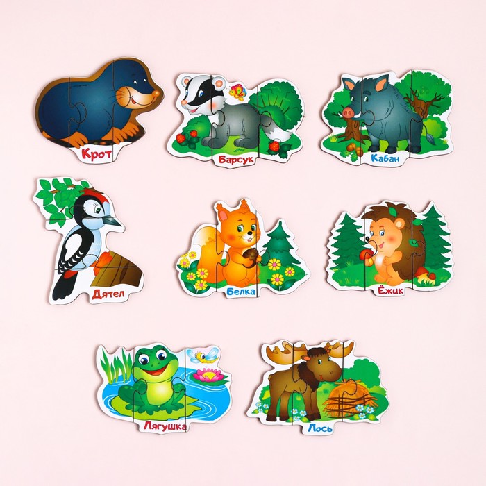 Пазлы деревянные «Лесные зверушки», 24 детали, тройные 60023