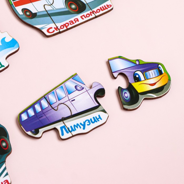 Пазлы деревянные «Транспорт», 24 детали, тройные 60024