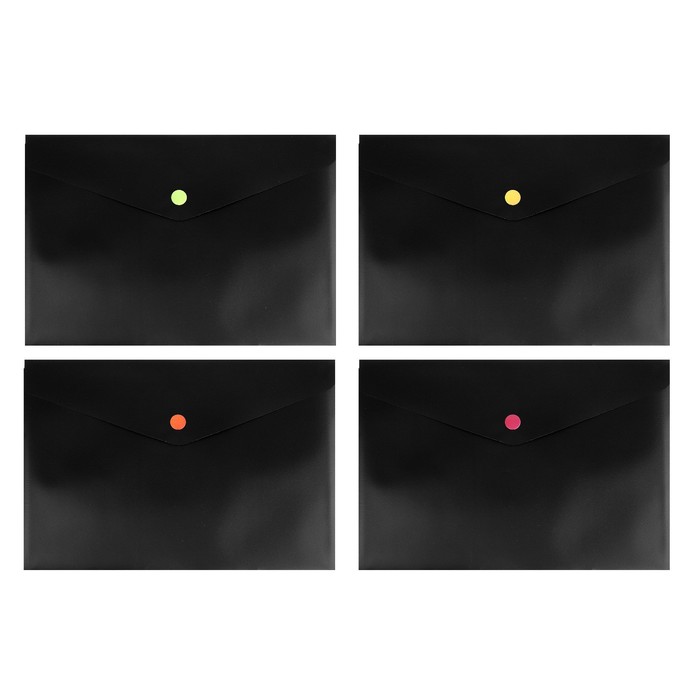 Папка-конверт на кнопке А5, 150 мкм, Calligrata «No Secret», непрозрачная, черная, микс цветные кнопки - Фото 1