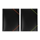 Папка на резинке А4, 500 мкм, Calligrata, корешок 15 мм, чёрная, МИКС (неоновые цветные резинки) - Фото 2