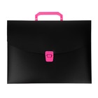 Папка портфель А4, 700 мкм, 1 отделение, Calligrata, черный с розовыми элементами отделки - фото 15775067