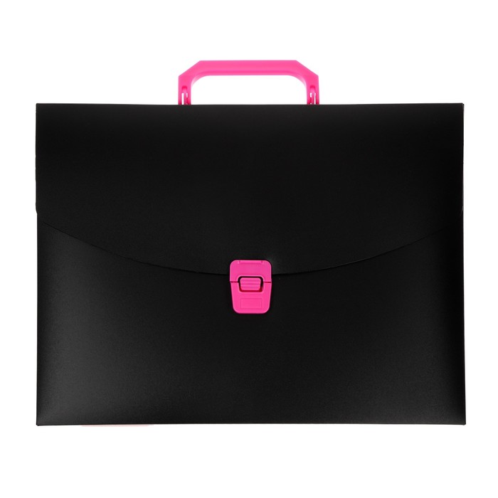 Папка портфель А4, 700 мкм, 1 отделение, Calligrata, черный с розовыми элементами отделки - Фото 1