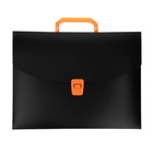 Папка портфель А4, 700 мкм, 1 отделение, Calligrata, чёрный с оранжевыми элементами отделки - фото 10213575