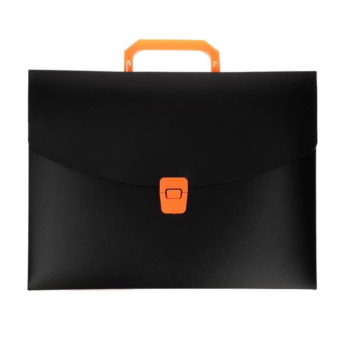 Папка портфель А4, 700 мкм, 1 отделение, Calligrata, чёрный с оранжевыми элементами отделки - Фото 1