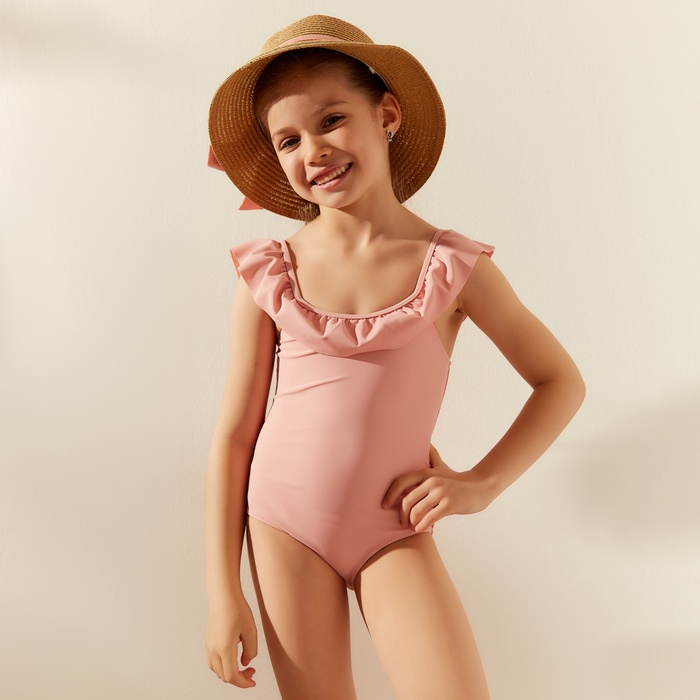 Купальник для девочки слитный MINAKU, цвет пудровый, рост 110-116 см - Фото 1