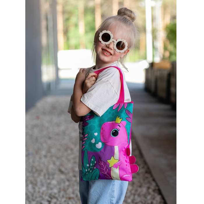 Детский сумка-шопер с допиками «Динозаврик» на молнии, 32*23см 9149645