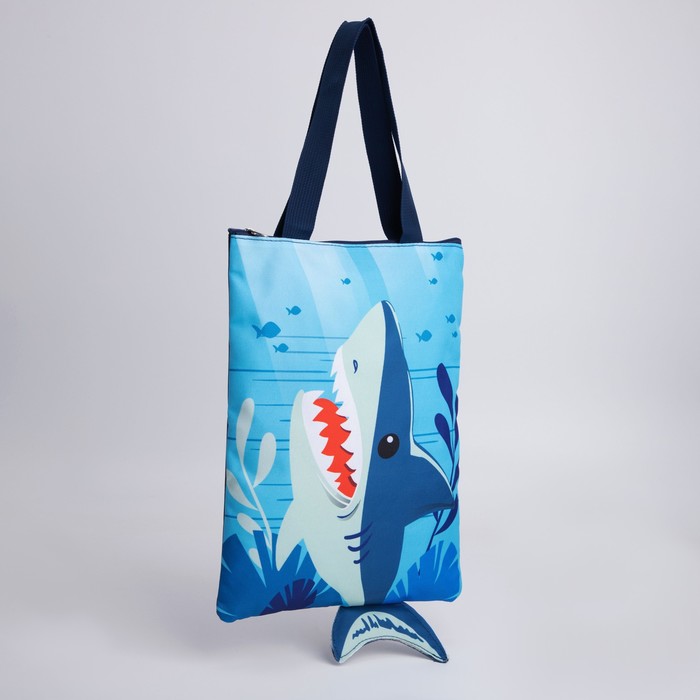 Детский сумка-шопер с допиками «Акула» на молнии, 32*23см 9149646