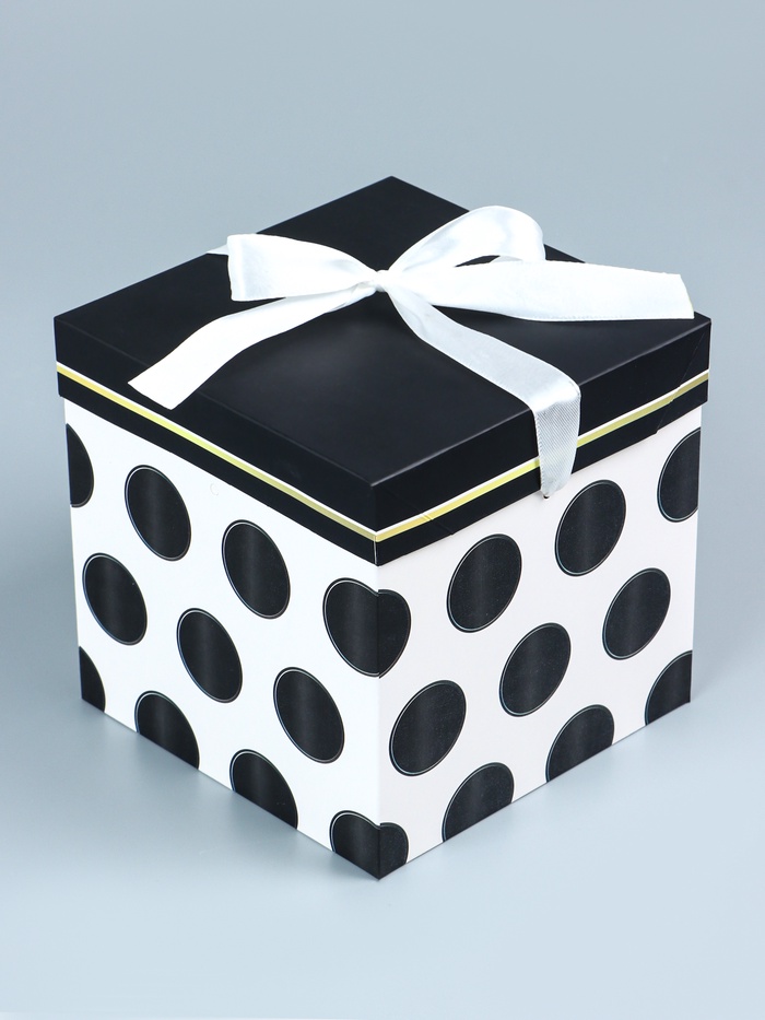 Коробка подарочная самосборная «Горошек» 15×15×15 см - Фото 1