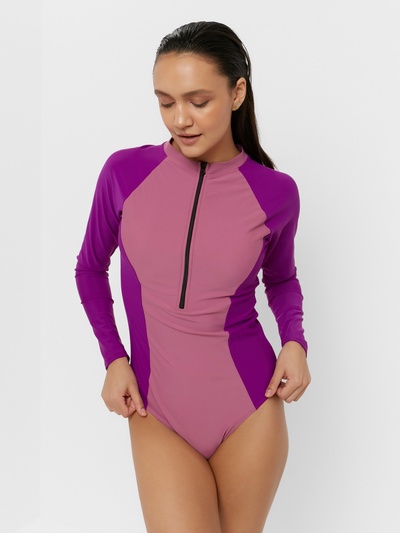 Купальник женский слитный с длинными рукавами MINAKU, размер 44, фиолетовый