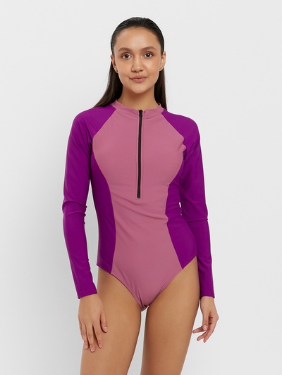 Купальник женский слитный с длинными рукавами MINAKU, размер 46, фиолетовый